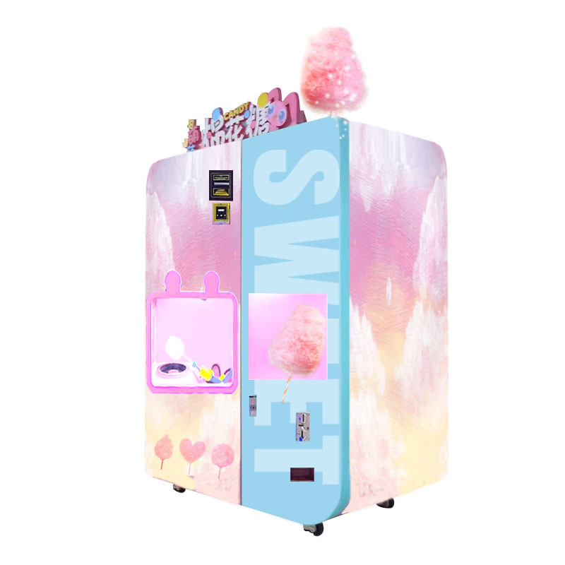 Productie van katoenen snoep met automatische verkoopmachine en aangepaste logo en vorm selectie