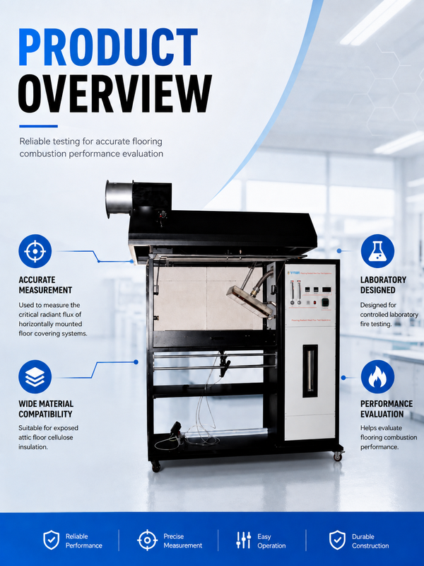 ISO 9239-1 ASTM E648 Vloerbedekking Apparatuur voor Stralingswarmteflux Test met (0-15) Kw/m2 Warmtefluxmeting en ±5℃ Zwarte Lichaamstemperatuur Fout
