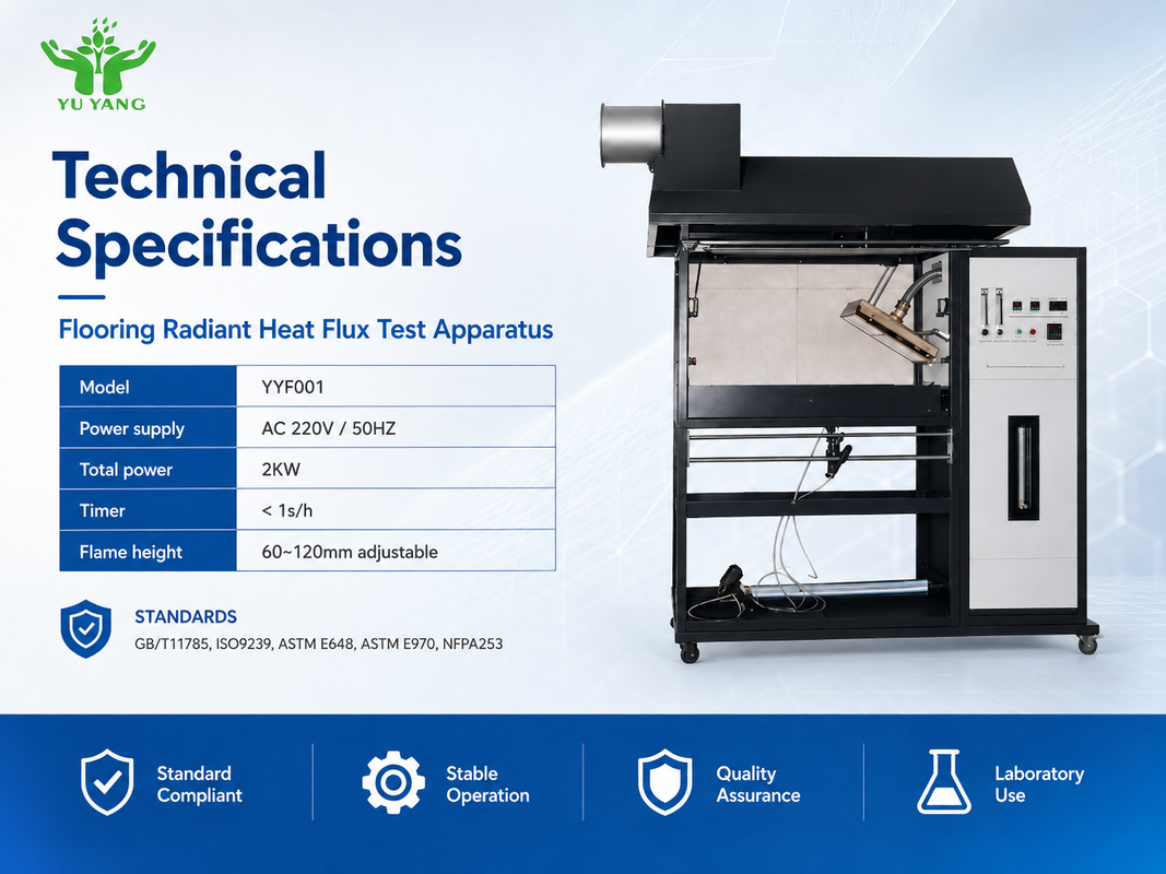 ISO 9239-1 ASTM E 846 Vloerbedekking Stralingswarmtestroom Testapparaat Tester Machine