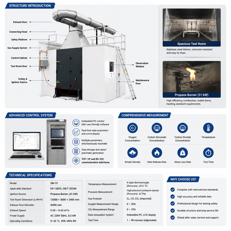 Professionele SBI brandproefapparatuur Gebouwproducten Brandproefapparatuur GB/T 20284 EN 13823