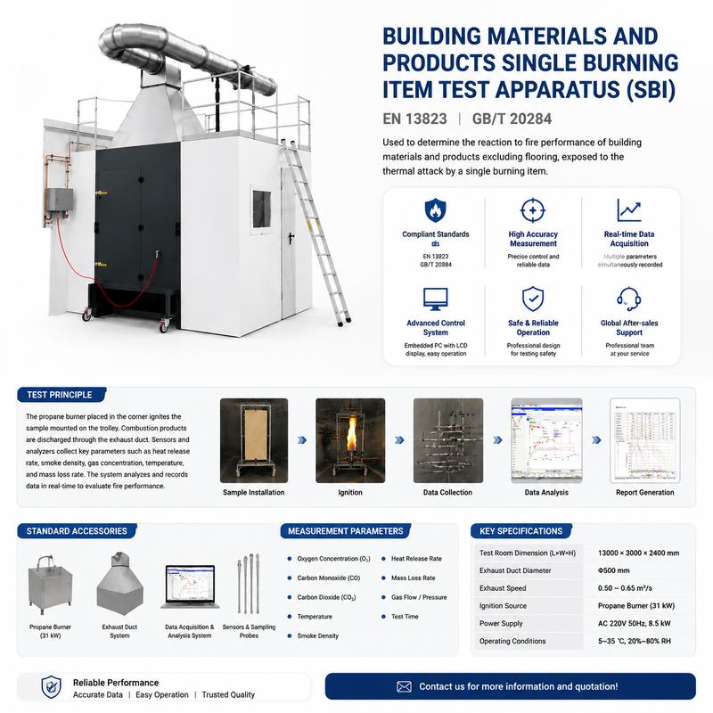 Building Materials Products Single Burning Item Test Apparatus SBI Fire Testing Equipment EN 13823 Reaction to Fire Tester