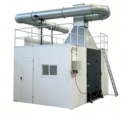 EN 13823-conforme testopstelling voor één brandend voorwerp met propaanbranders van 31 kW en ingebouwde rookdichtheidsmeting